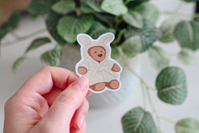 Cozy Robe Bear - Vinyl Sticker - 0