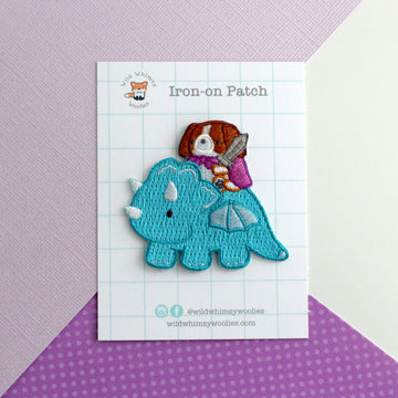 Cavalier King Charles Spaniel Dog on Dragon Iron On Patch - 0