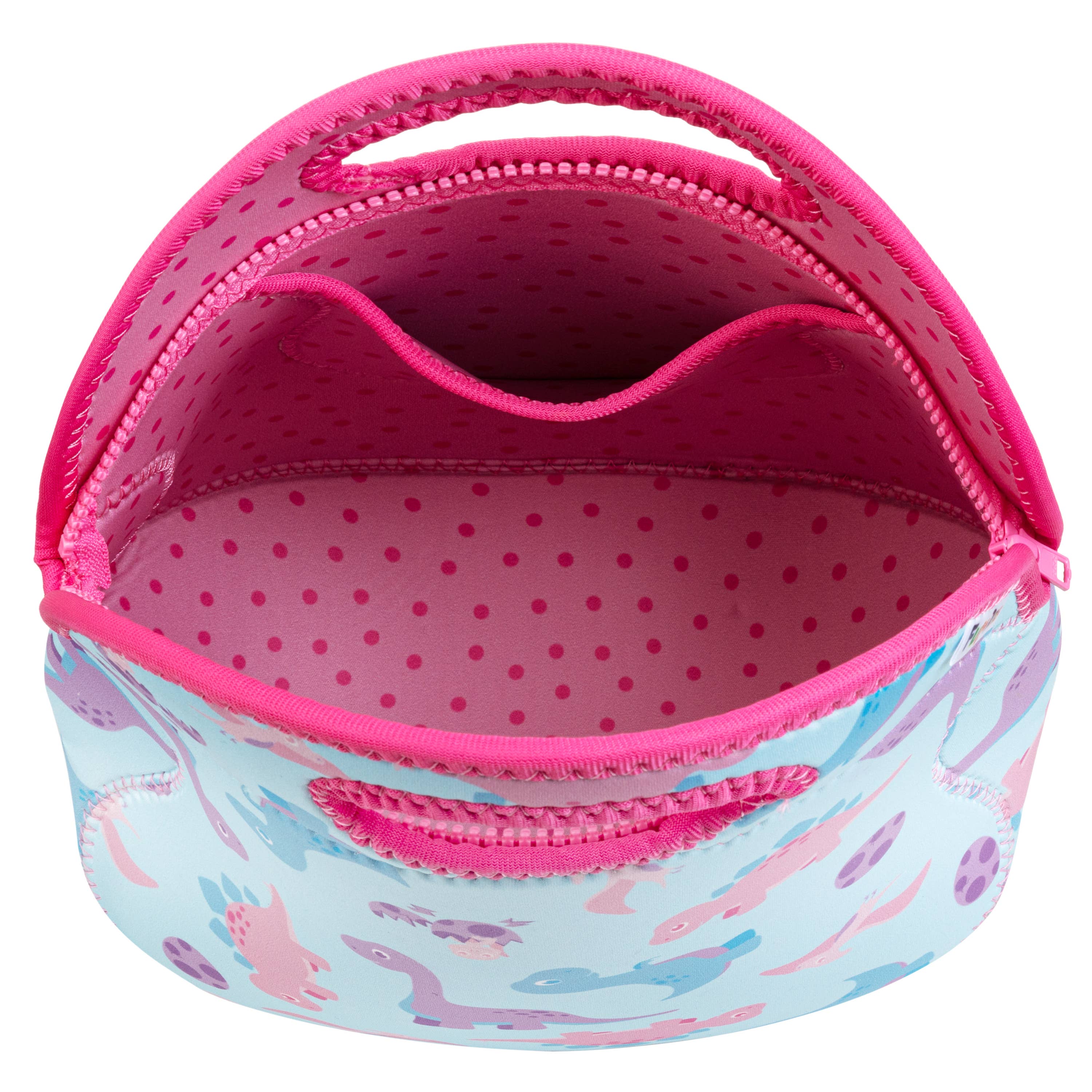 Large, Machine Washable Lunch Bag for Kids - Pink Dinos
