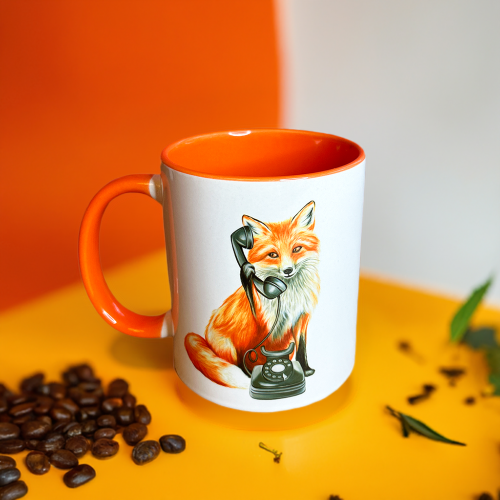 Fox on the Phone Mug