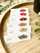 Gold Trim Heart Studs - Polymer Clay Earrings-2