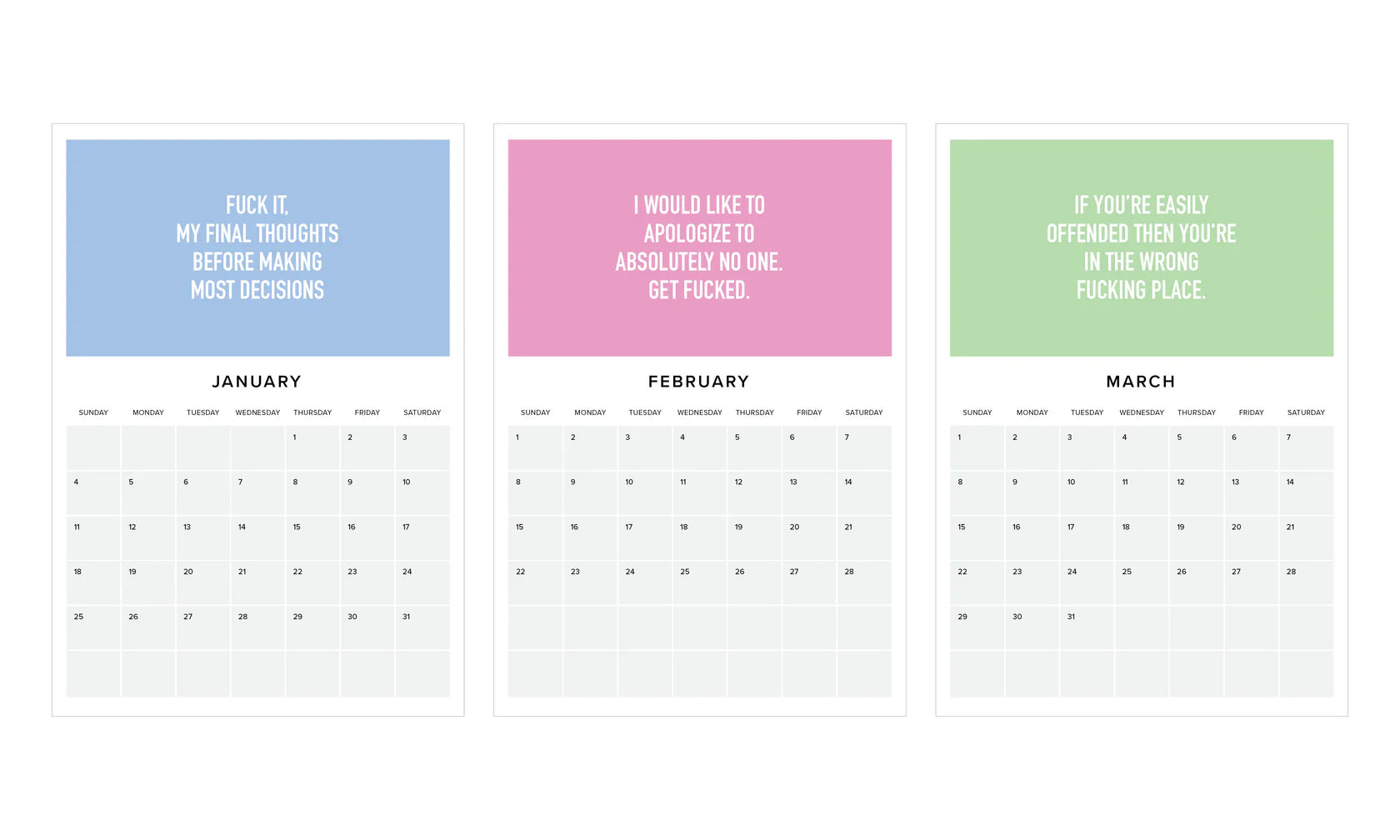 Tired and Bitter 2026 Wall Calendar - 0