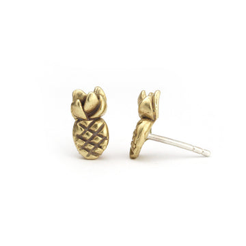 Silver Pineapple Studs | Marmalade Designs - Handmade silver pineapple stud earrings, unique Canadian gift accessory.