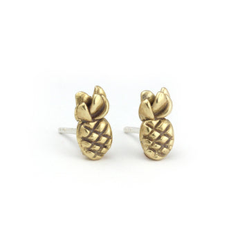 Silver Pineapple Studs | Marmalade Designs - Handmade silver pineapple stud earrings, unique Canadian gift accessory by Marmalade Designs.