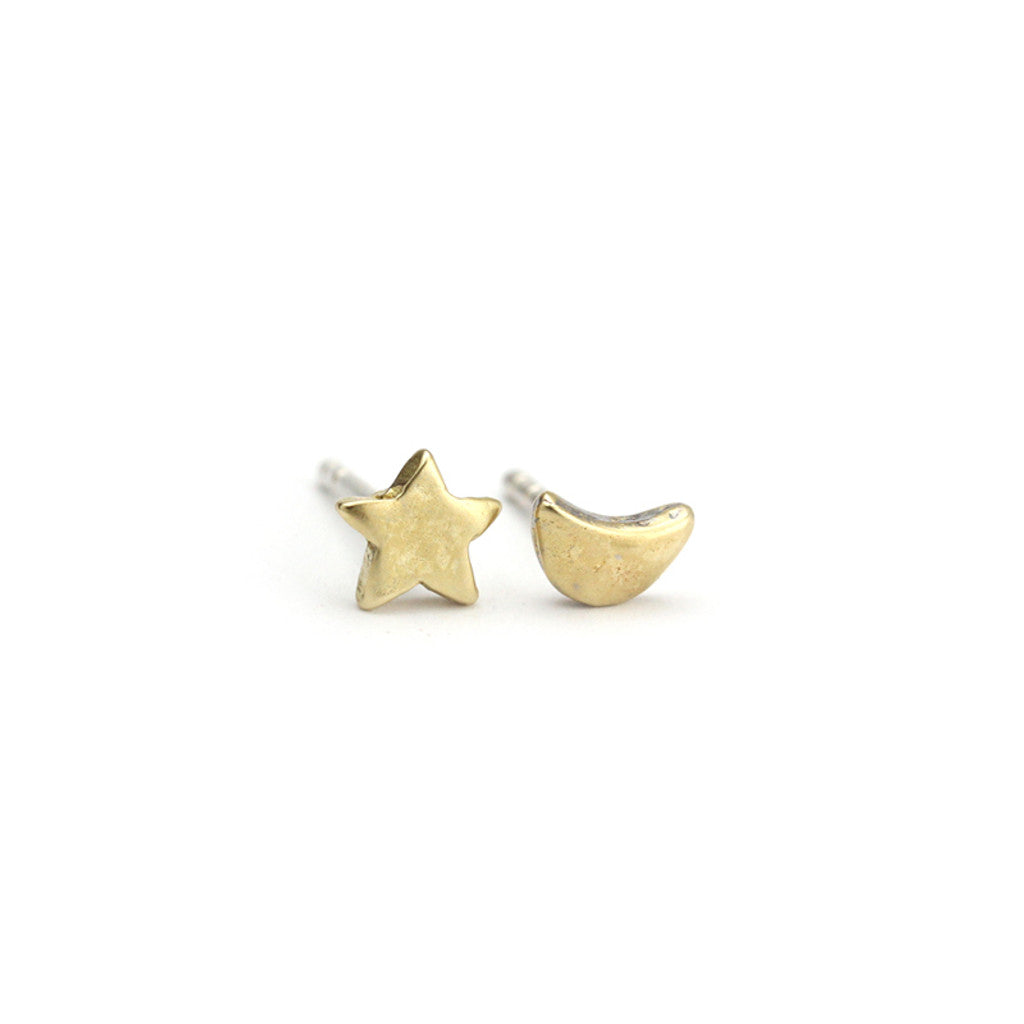 Bronze Moon+Star Studs | Marmalade Designs