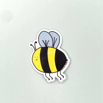 bumble bee Vinyl Sticker - Handmade bumble bee vinyl sticker with black and yellow stripes, unique Canadian gift accessory.