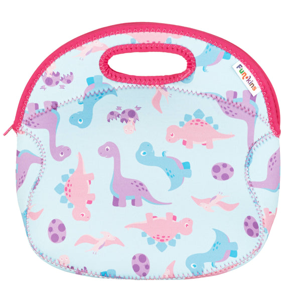Large, Machine Washable Lunch Bag for Kids - Pink Dinos