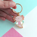 Axolotl in Floatie Enamel Keychain-3