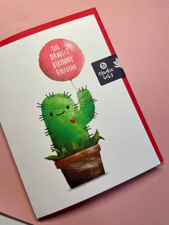 Greeting Card - Bravest Balloon Cactus