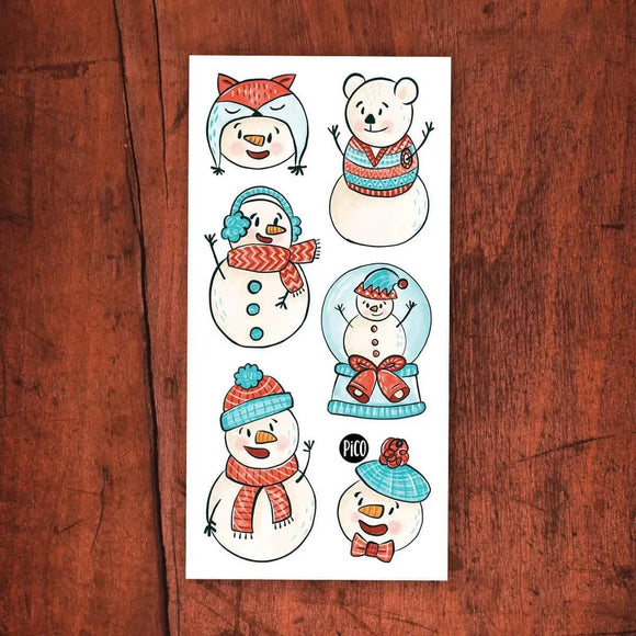Cheerful Snowmen - Temporary Tattoos