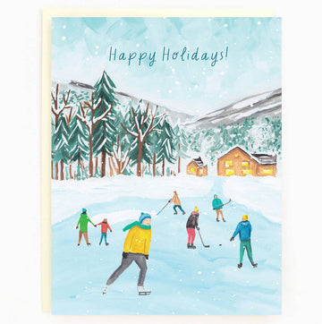 Ice Skating Winter Holiday Card