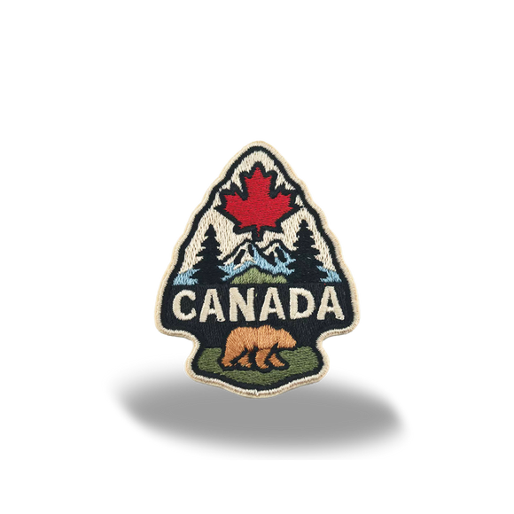 Canada Wilderness Maple Leaf Bear Embroidered Iron-On Patch
