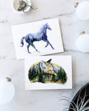 Night Stallion Horse Watercolor Art Card-3