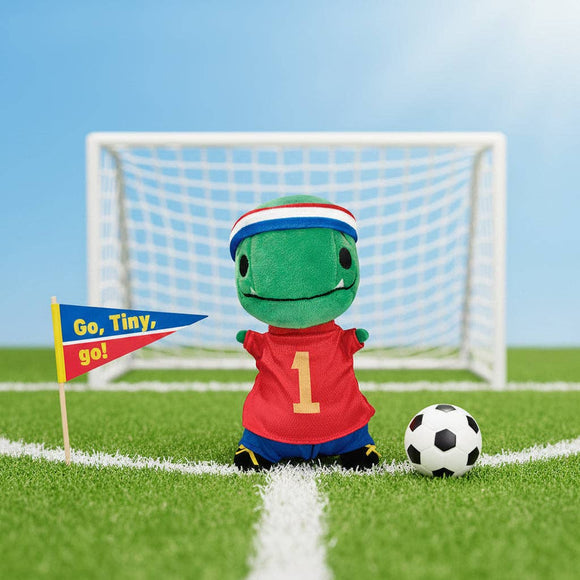 Tiny T. Rex Tries Soccer Plush