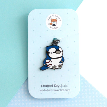 Toronto Blue Jay with Baseball Enamel Keychain - 0