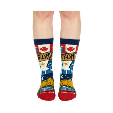 Toronto Scenic Urban Culture Crew Socks with City Icons - 0