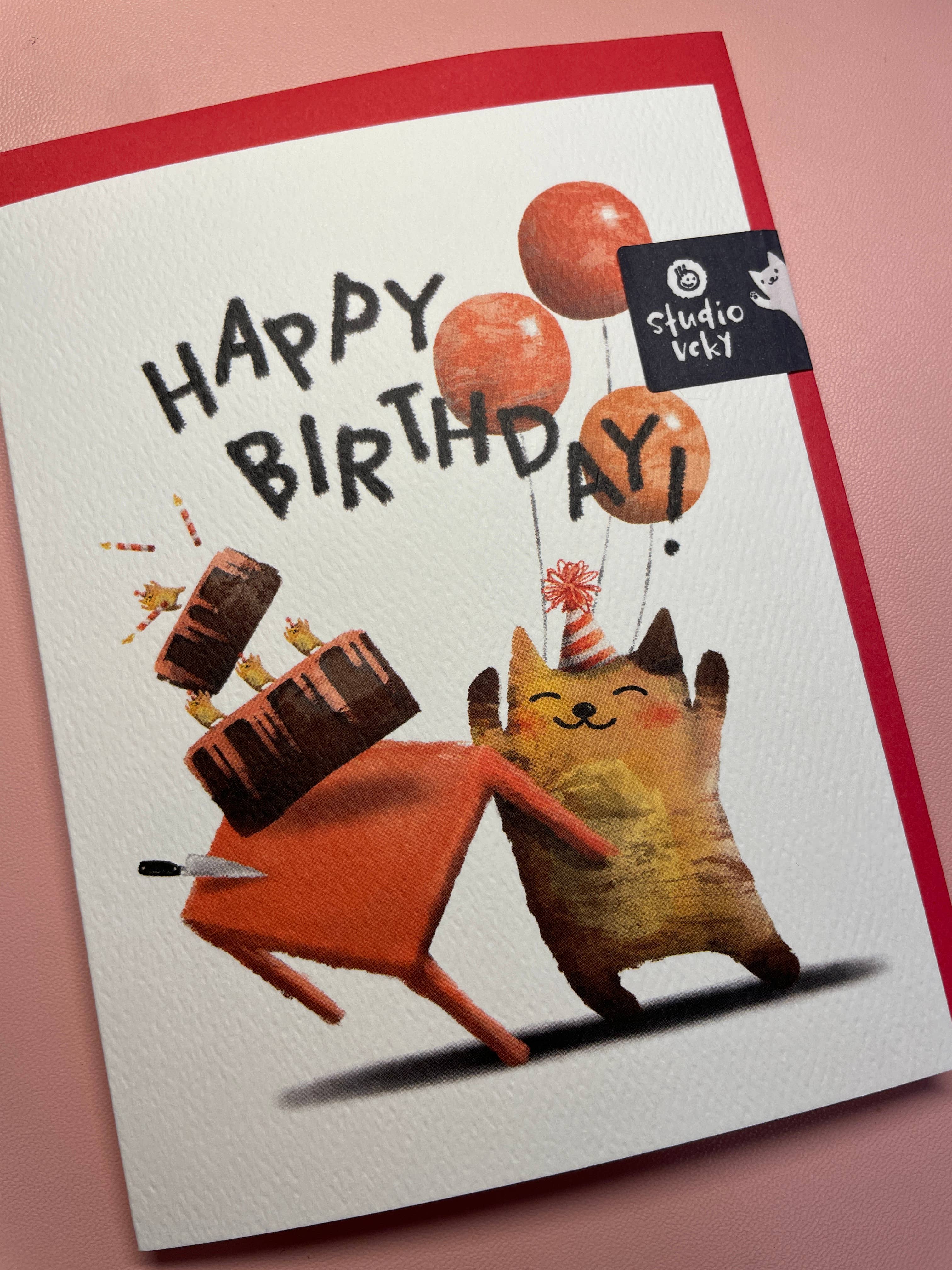 Greeting Card - Cat Flips Table - 0