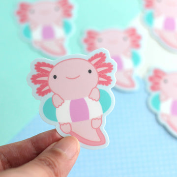 Axolotl in Floatie Vinyl Sticker - 0