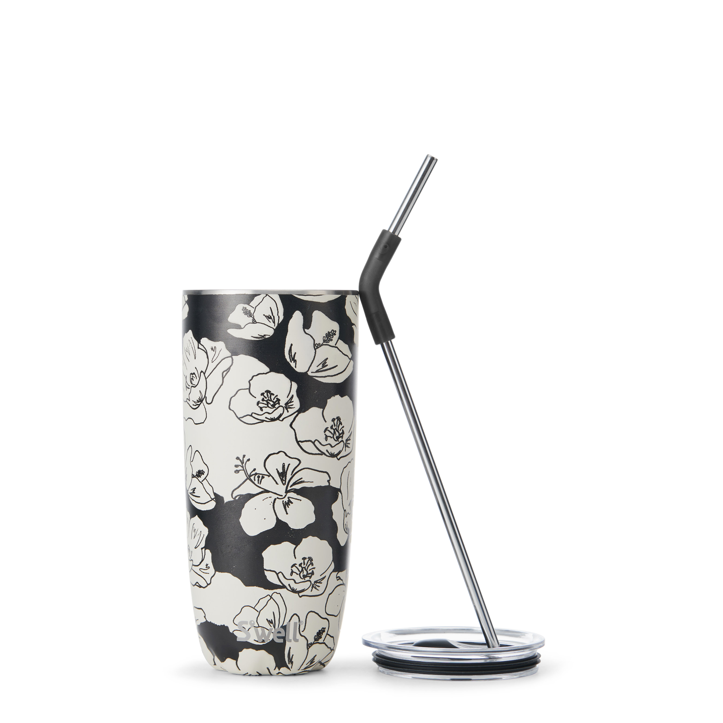 24oz Charcoal Bloom Tumbler with Straw