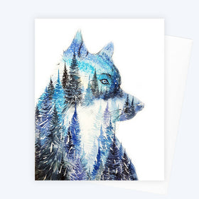 Leader of the Pack - Wolf Watercolor Art Card