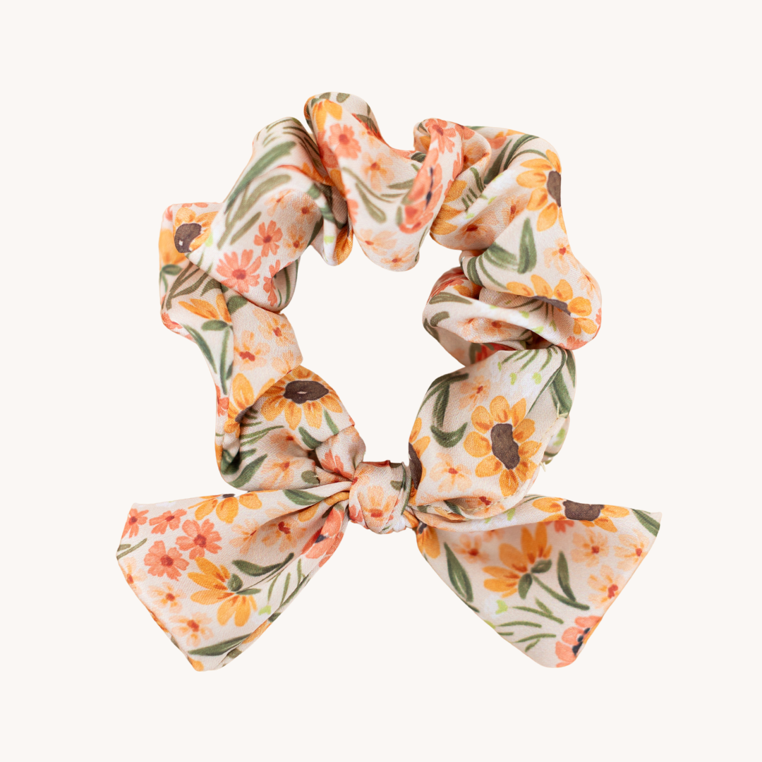 Sunny Poppies Satin Scrunchie