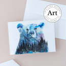 Aurora Bear Northern Lights Night Sky Watercolor Art Card-1