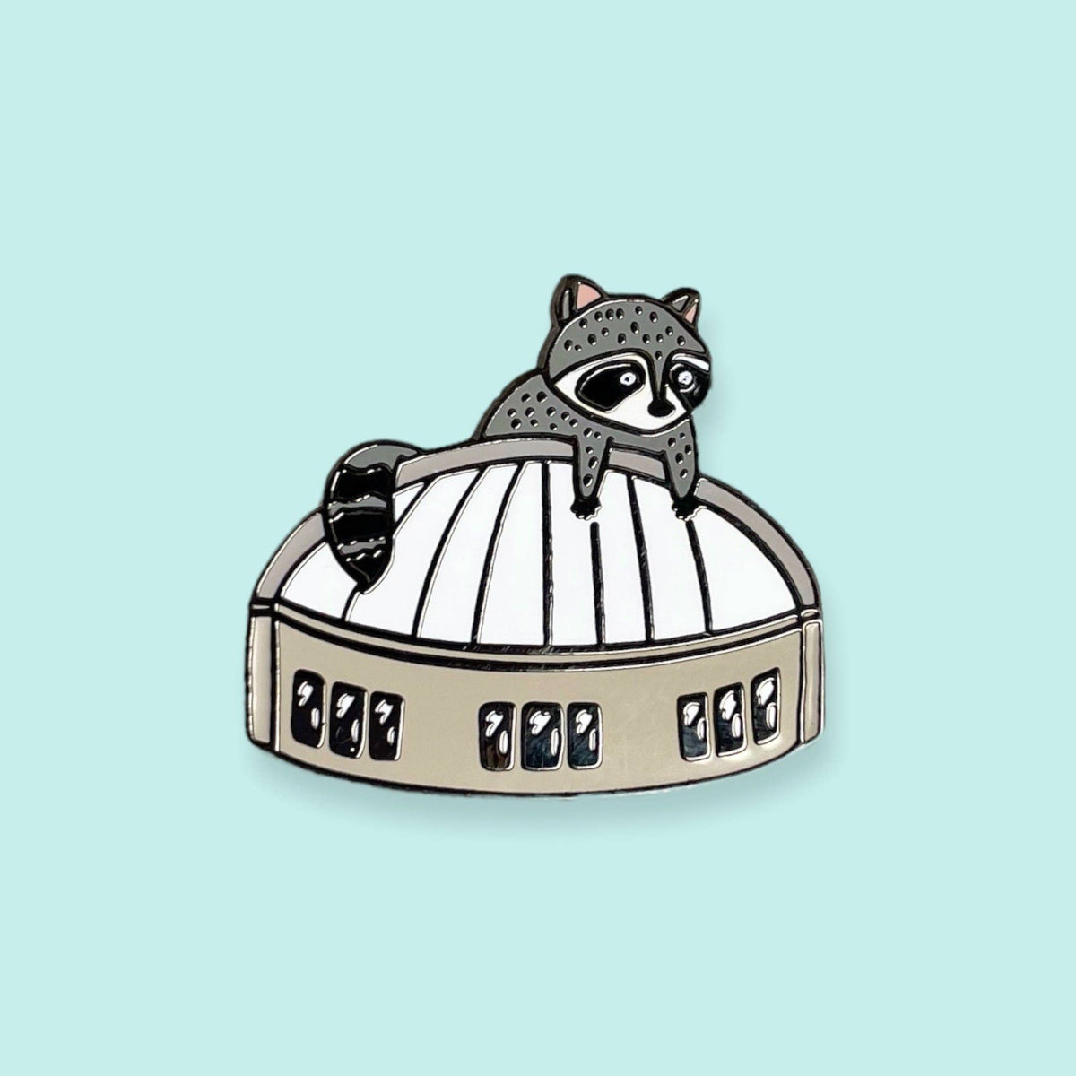 Dome Raccoon Enamel Pin | Caribou Gifts Inc.