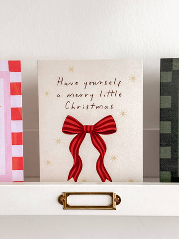 Merry Little Christmas - Classic Red Bow Christmas Card - 0