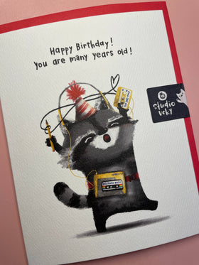 Greeting Card - Many Years Old Raccoon - 0