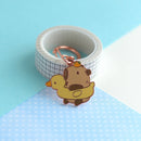 Capybara in Duck Floatie with Yuzu Enamel Keychain-4