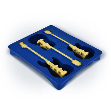 Cool Jazz Ice Stirrers Mold - Blue silicone mold with four unique jazz instrument-shaped ice stirrers, handmade Canadian gift.