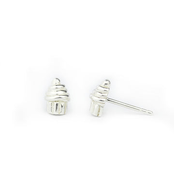 Silver Cupcake Studs | Marmalade Designs - Handmade silver cupcake stud earrings, unique Canadian gift accessory.