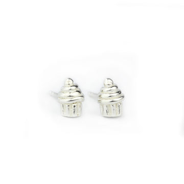 Silver Cupcake Studs | Marmalade Designs - Handmade silver cupcake stud earrings, unique Canadian gift accessory by Marmalade Designs.