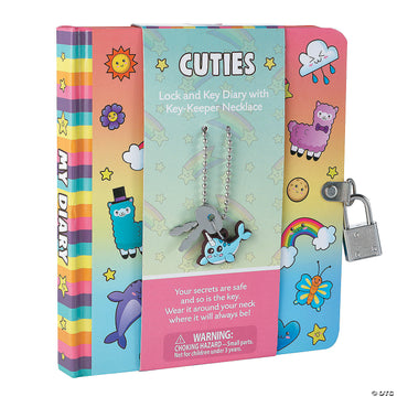 Cuties Diary with Key-Keeper Necklace - Cuties Diary with lock and handmade Canadian key-keeper necklace, colorful gift for kids.