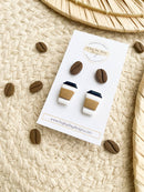 Coffee Cup & Coffee Bean Polymer Clay Stud Earrings-2