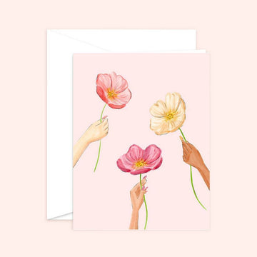 Pink Poppies Card | Sympathy | Condolence | Thank You - 0