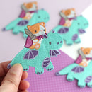 Cat Riding Dragon Embroidered Iron On Patch-3