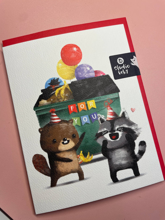 Greeting Card - Trash For You (Beaver Raccoon)
