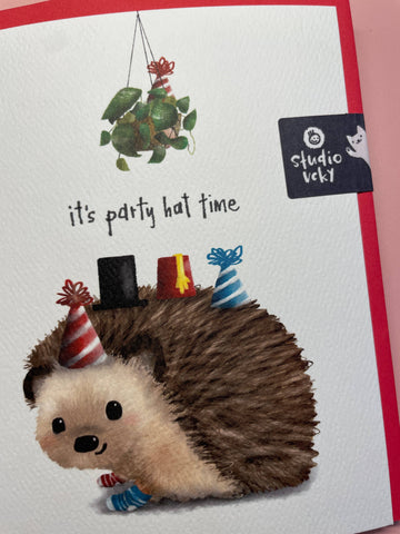 Greeting Card - Party Hat Time Hedgehog - 0