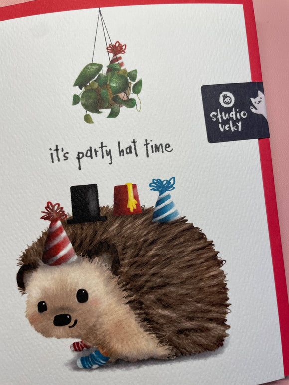 Greeting Card - Party Hat Time Hedgehog