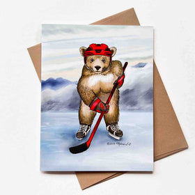 Hockey Bear Greeting Card