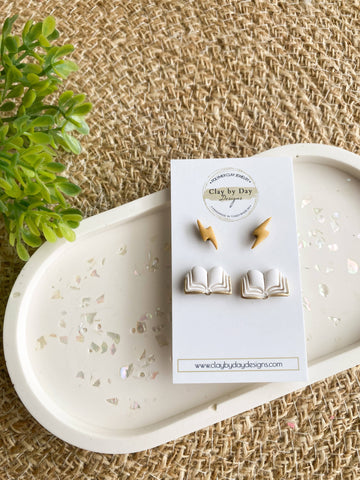 Bookish Studs, Harry Potter - Polymer Clay Earrings - 0