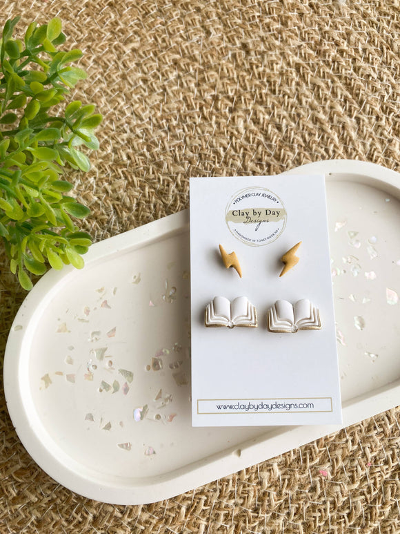Bookish Studs, Harry Potter - Polymer Clay Earrings