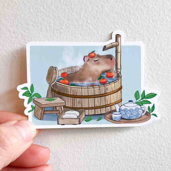 Capybara Spa Day Sticker | 3" | Semi-Gloss