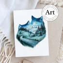 "Soulmates" Wolf Couple Watercolor Art Card-1