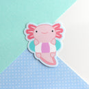 Axolotl in Floatie Vinyl Sticker-1