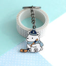 Polar Bear Playing Hockey Enamel Keychain - Toronto Leafs-3