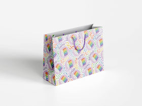 Rainbow Birthday Cake Pattern Gift Bag