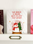 Snow Globe Best To Stay Inside - Snowman Homebody Christmas Card-2