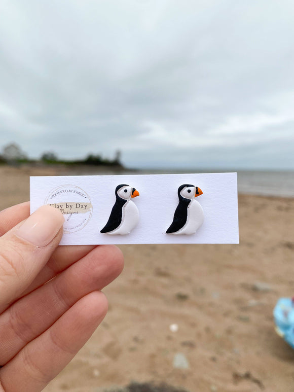 Puffin Clay Stud Earrings - newfoundland, maritimes